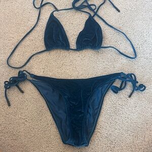Velvet Blue Triangl Bikini Set